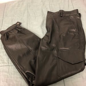 Zara Faux Leather Cargo Pants